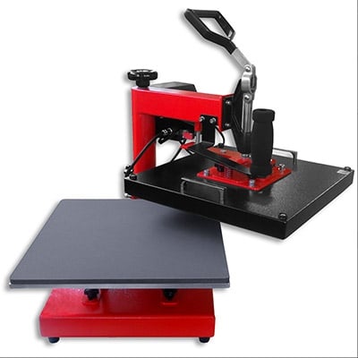 Manual heat press with side opening for screenprinting