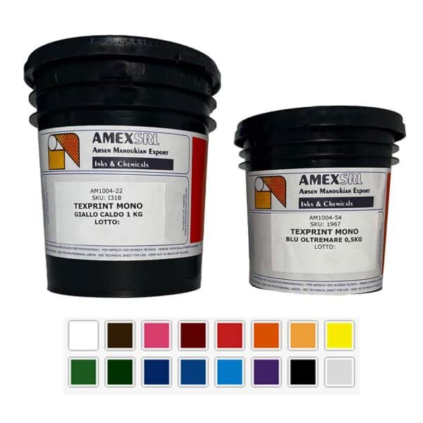 Texprint Mono in 1 kg and 0.5 kg pots for screenprinting